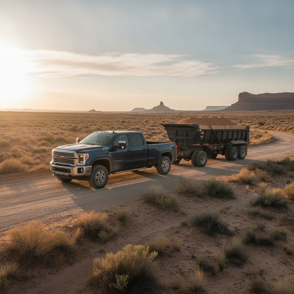 Sand Hauling using Trailer and pickup no people faces